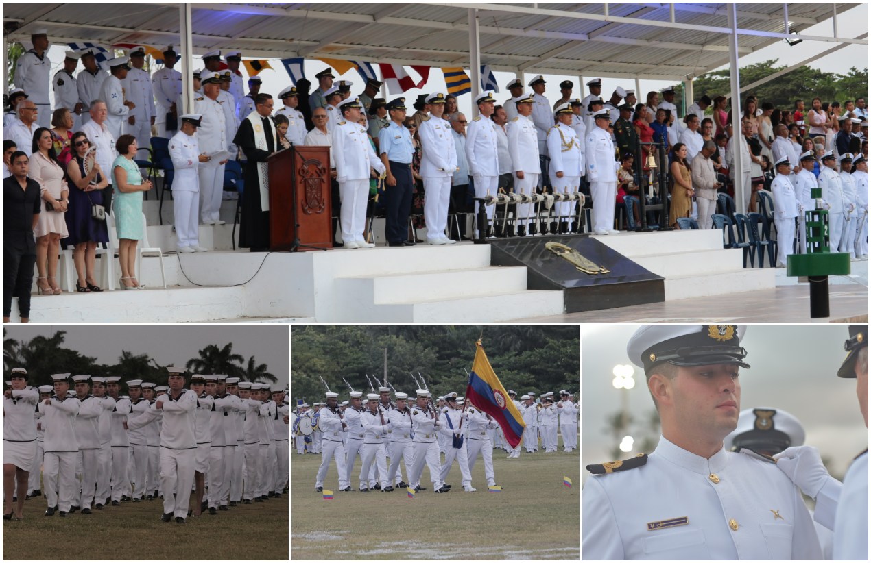 Aspectos de la ceremonia en la que graduaron los marinos.