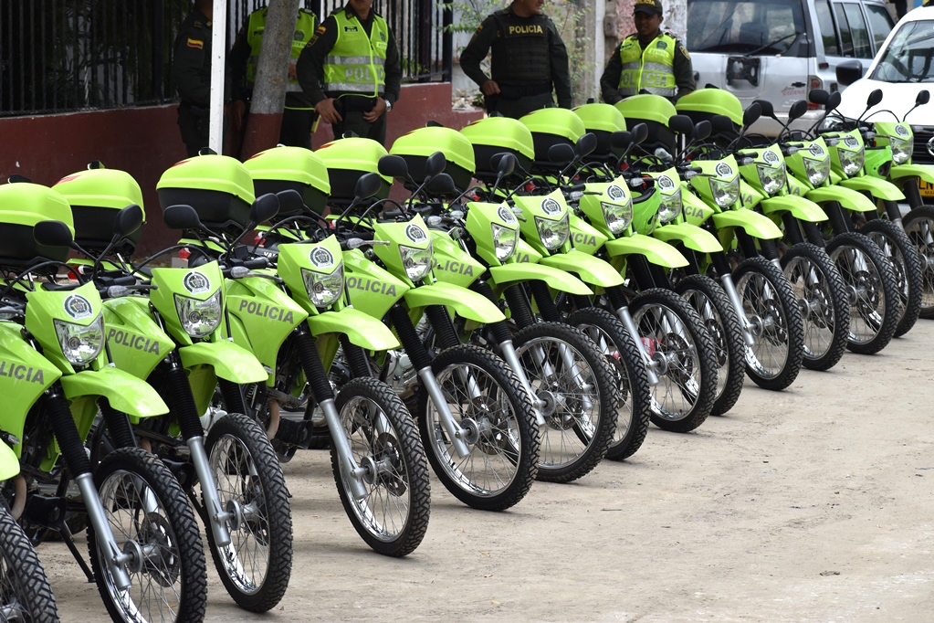 Las motocicletas entregadas a la Policía en Malambo.