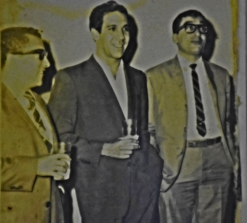 Jaime Jiménez con Álvaro Cepeda Samudio y el alcalde de esa época Ricardo González Ripoll.