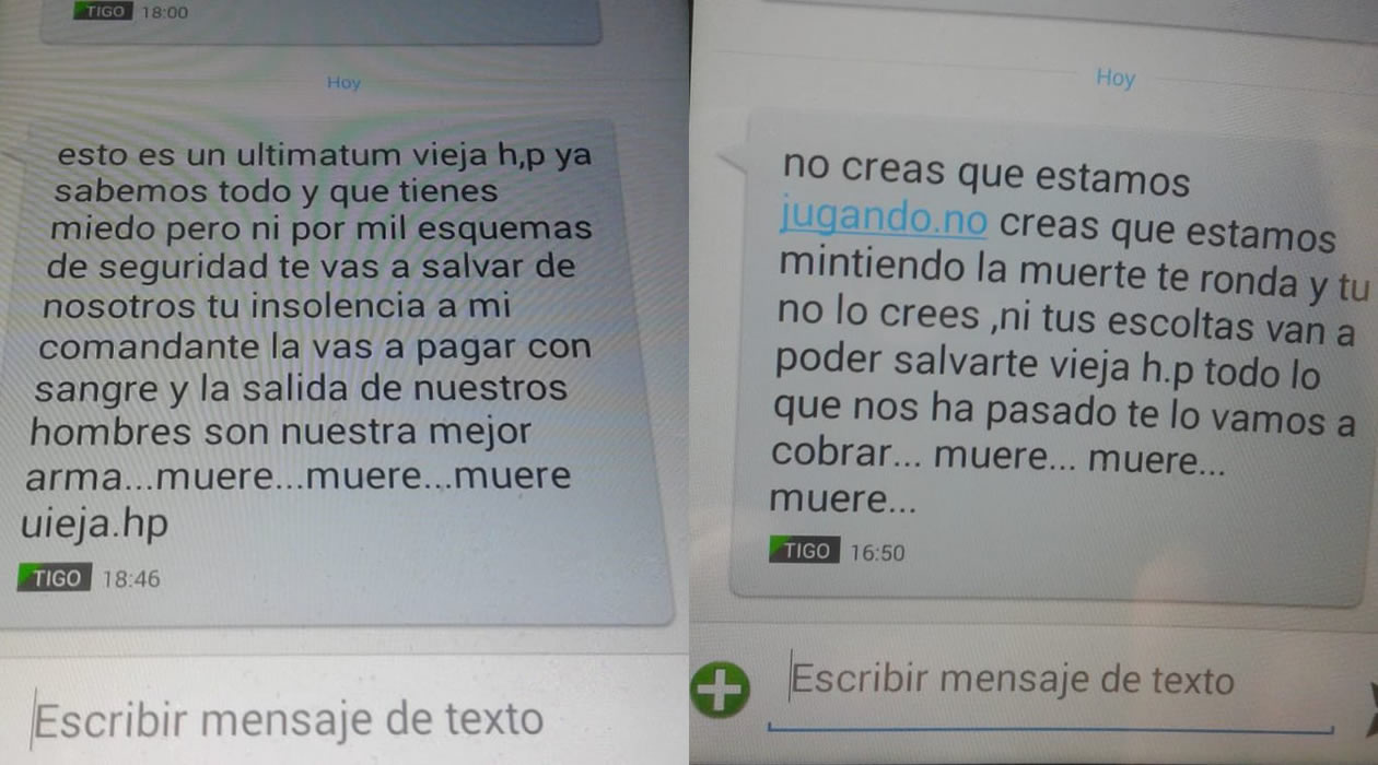 Mensajes amenazantes contra Alfamir Castillo Bermúdez.