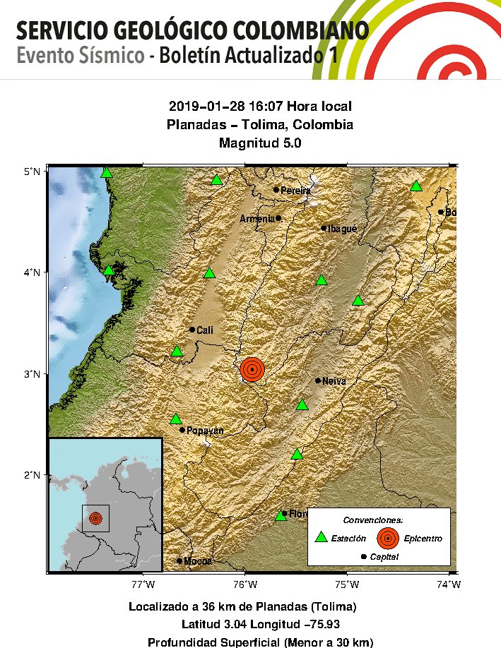 Un sismo volvió a registrarse este lunes en el centro de Colombia.