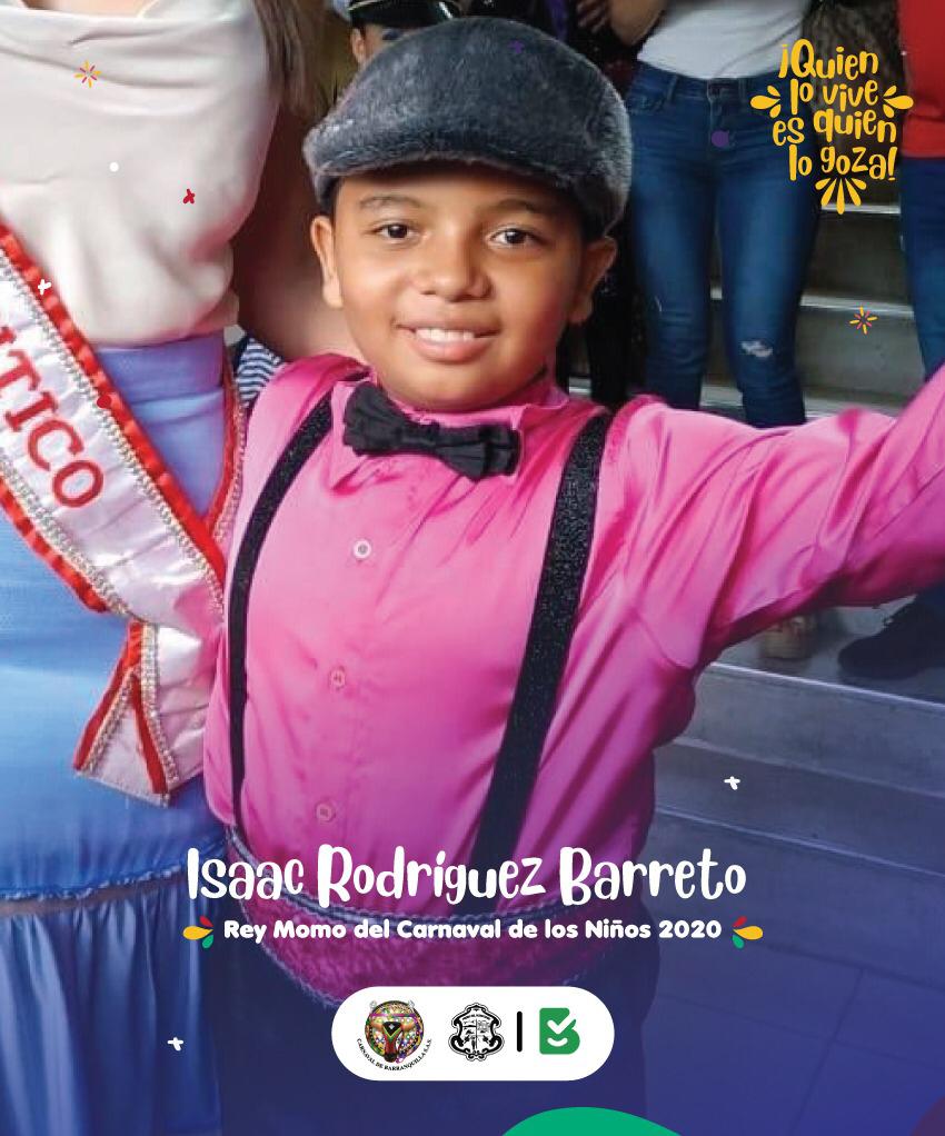 Isaac Rodríguez, Rey Momo del Carnaval de los Niños 2020.