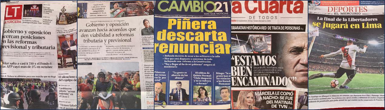 Estos son algunos titulares de los periódicos en Chile sobre la situación.