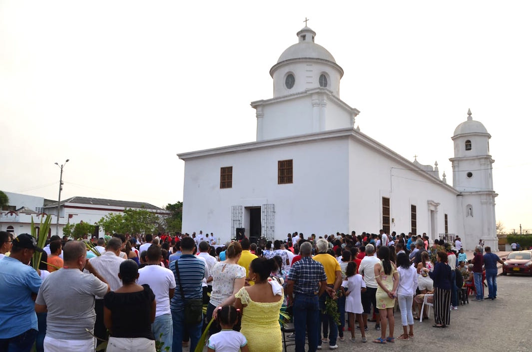 La parte posterior de la Iglesia San Antonio fue escenario de la misma Domingo de Ramos en Soledad.