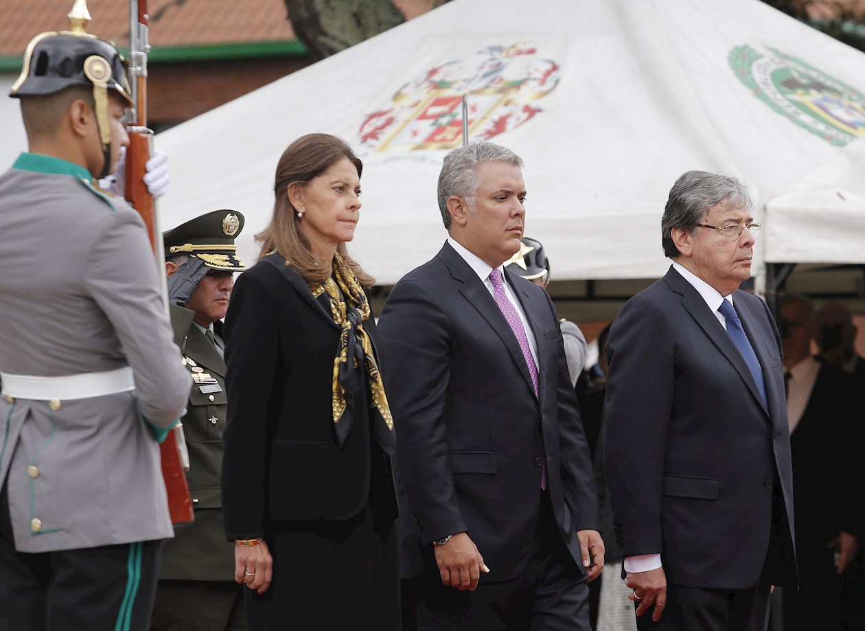 La Vicepresidenta Marta Lucía Ramírez, el Presidente Iván Duque y el Ministro de Defensa, Carlos Holmes Trujillo.