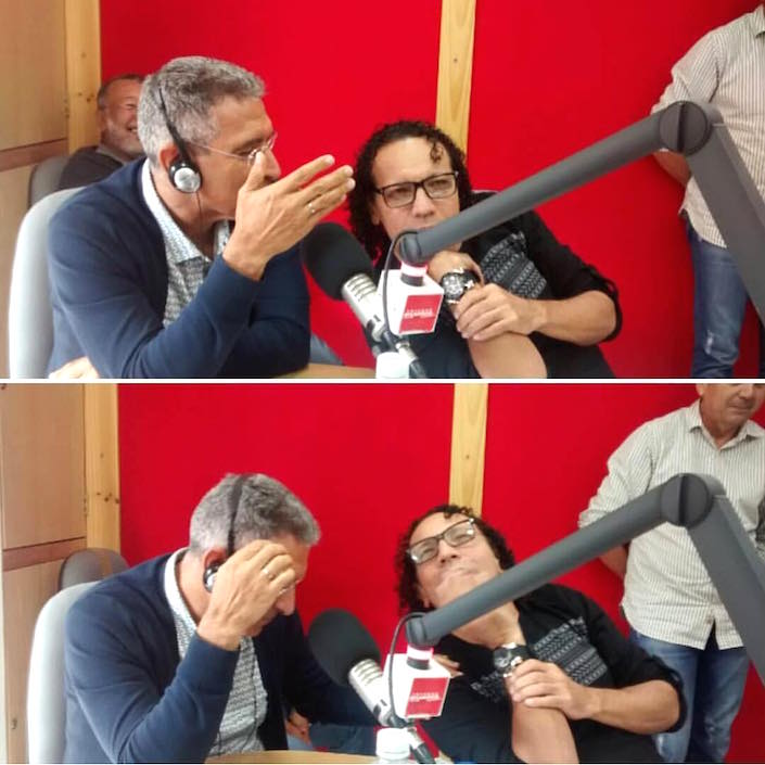 Con el periodista Jorge Cura, en el Show de Joselo, en Atlántico en Noticias.