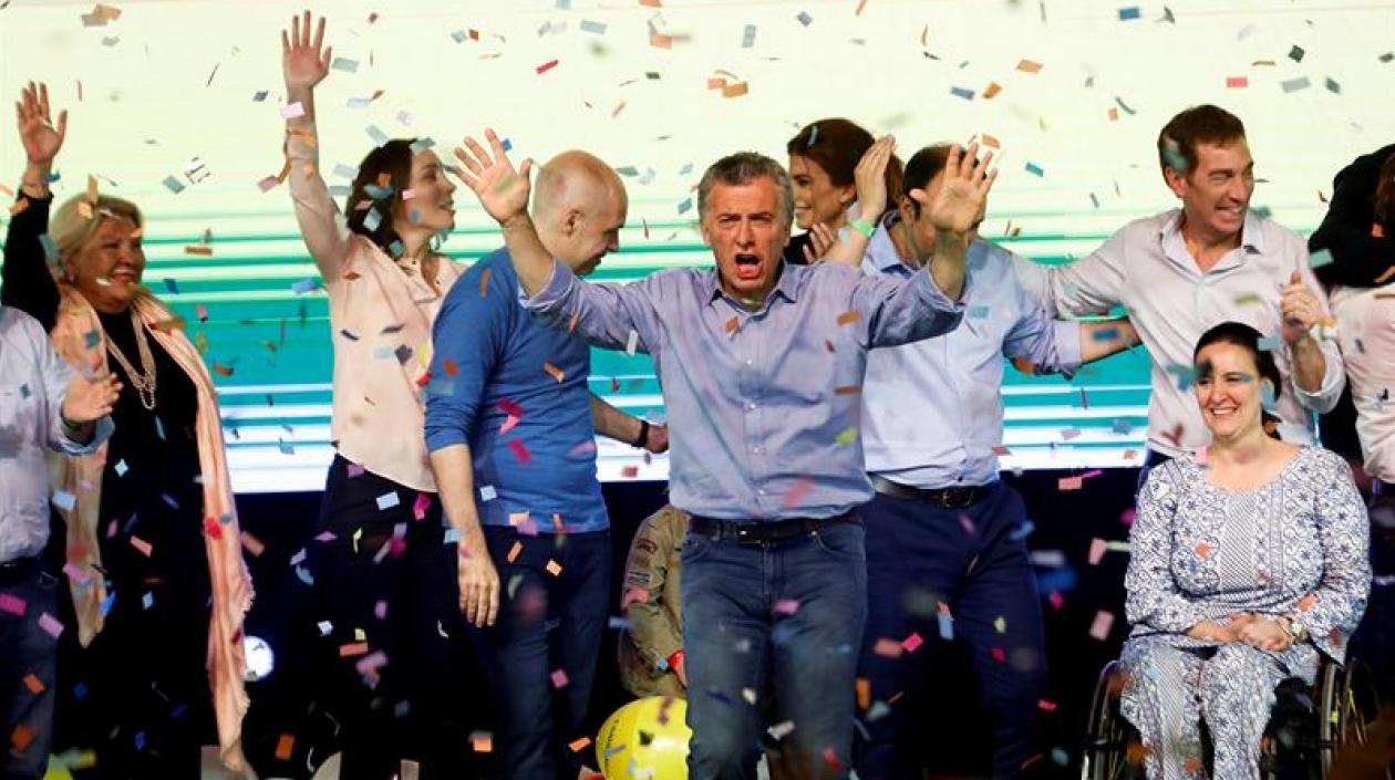 El Presidente Mauricio Macri, celebrando los resultados.