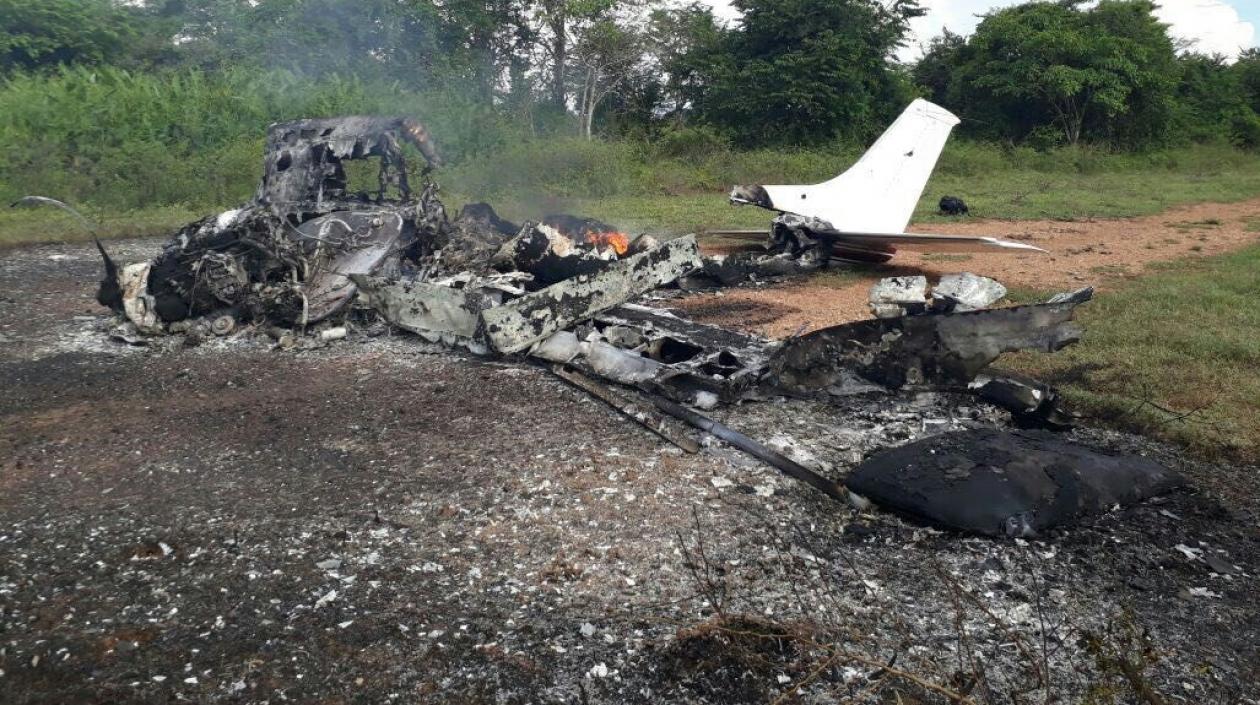 La aeronave destruida.