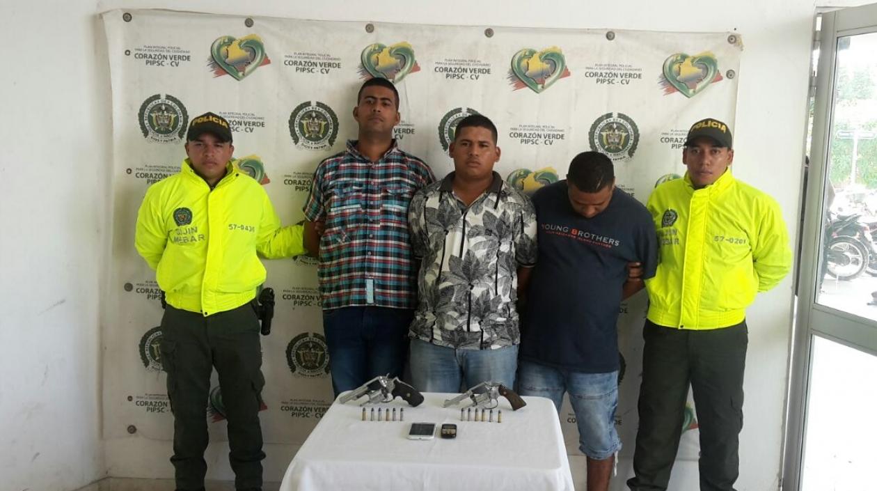 Los tres capturados en Soledad, según la Policía en flagrancia.