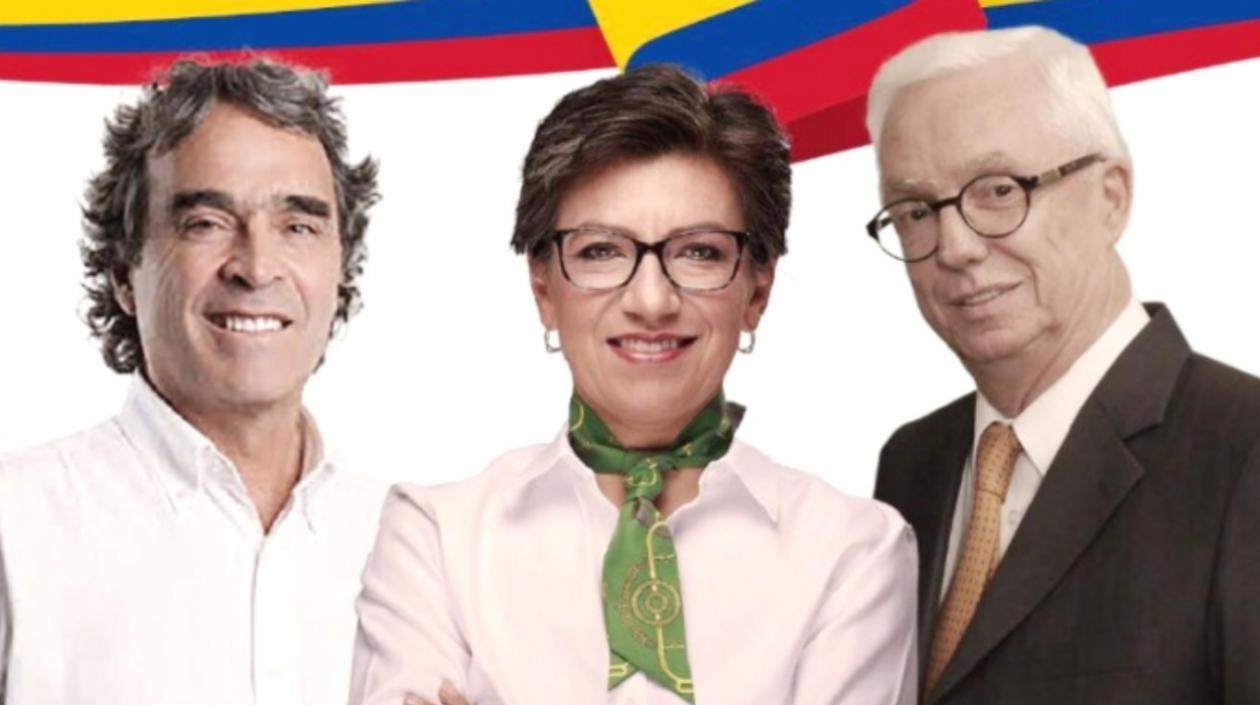 Los precandidatos Sergio Fajardo, Claudia López y Jorge Robledo.