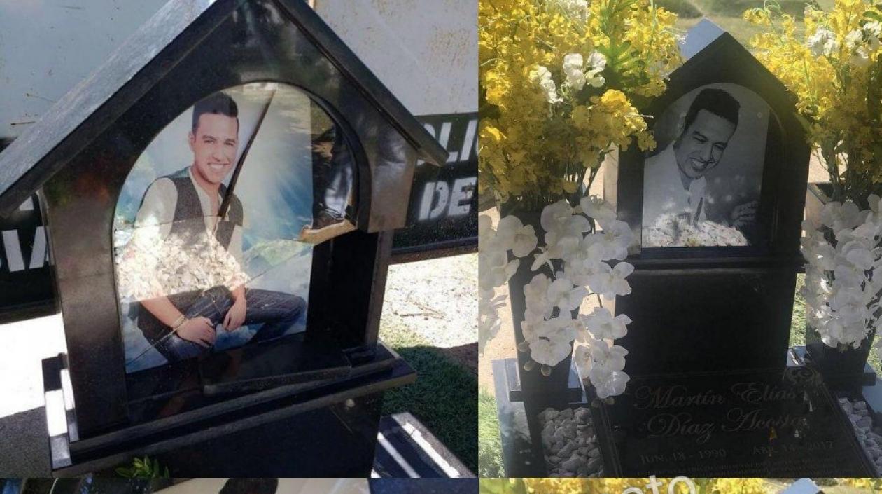 La tumba de Martín Elías, antes y después de los arreglos.