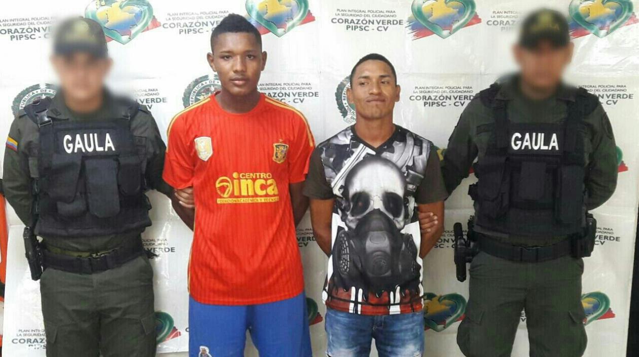Marlon Miguel Ortega De La Hoz y Brayan de Jesús Ávila Sarmiento, capturados por extorsión.