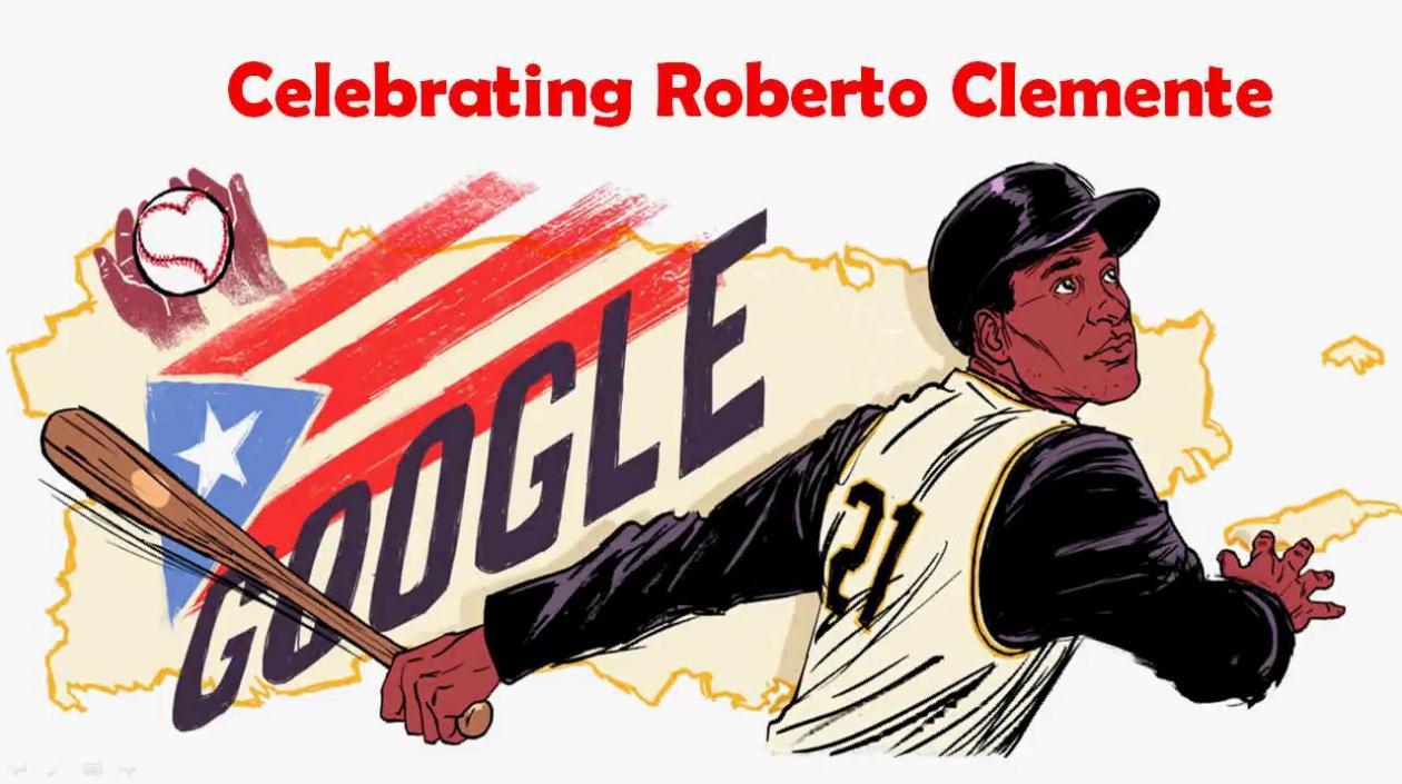 Doodle en honor a Roberto Clemente. 