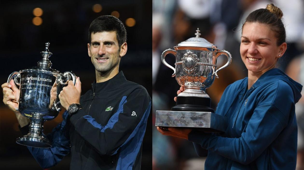 El serbio Novak Djokovic y la rumana Simona Halep, los mejores tenistas del 2018.