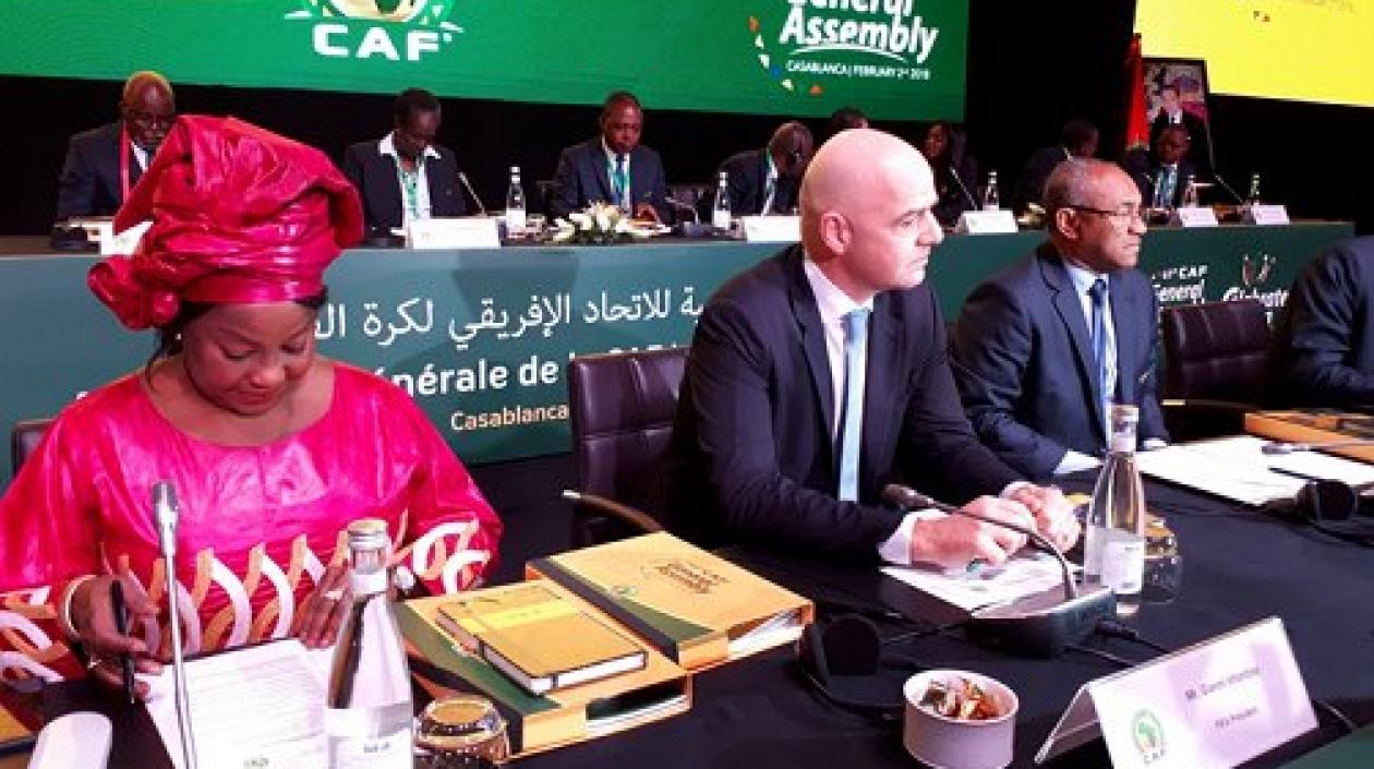 Gianni Infantino, presidente de la FIFA, participa en una reunión de la CAF en Marruecos.