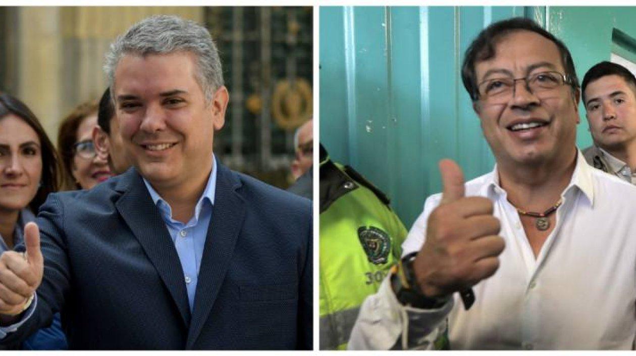 Iván Duque y Gustavo Petro, candidatos presidenciales para la segunda vuelta.