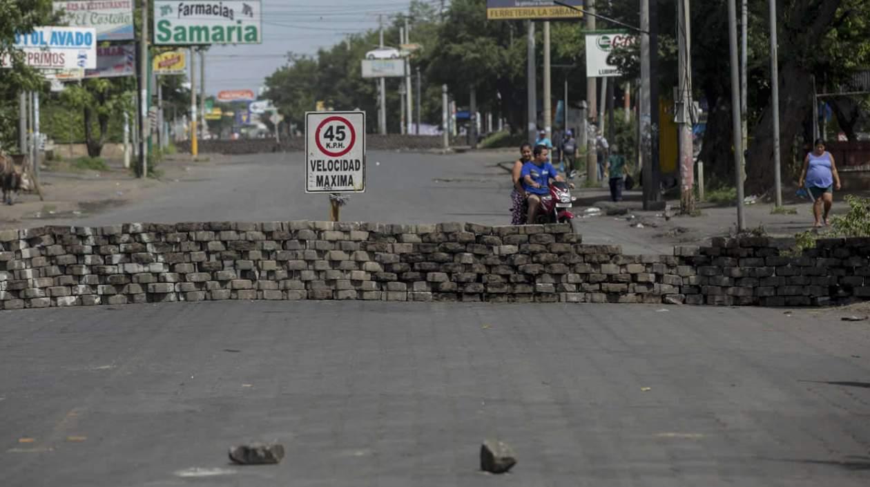  Barricada en Managua (Nicaragua) durante el paro nacional.
