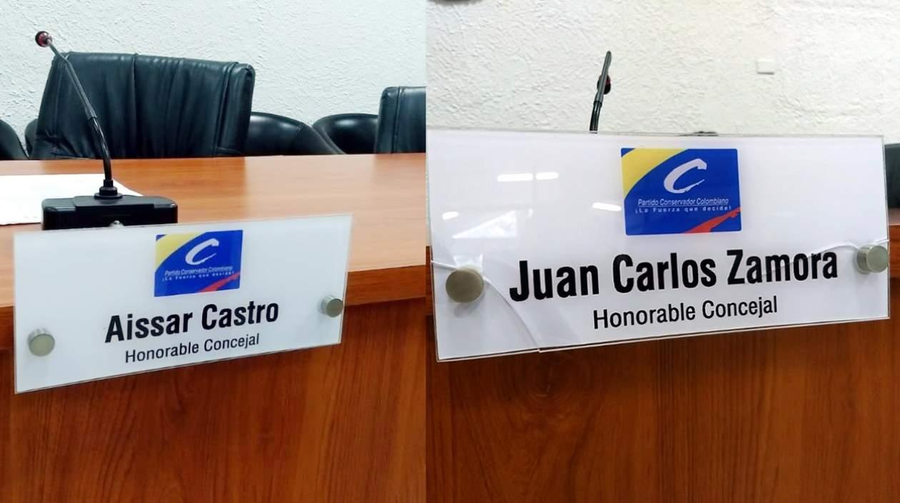  Así se vieron las curules de los concejales Aissar Castro y Juan Carlos Zamora.