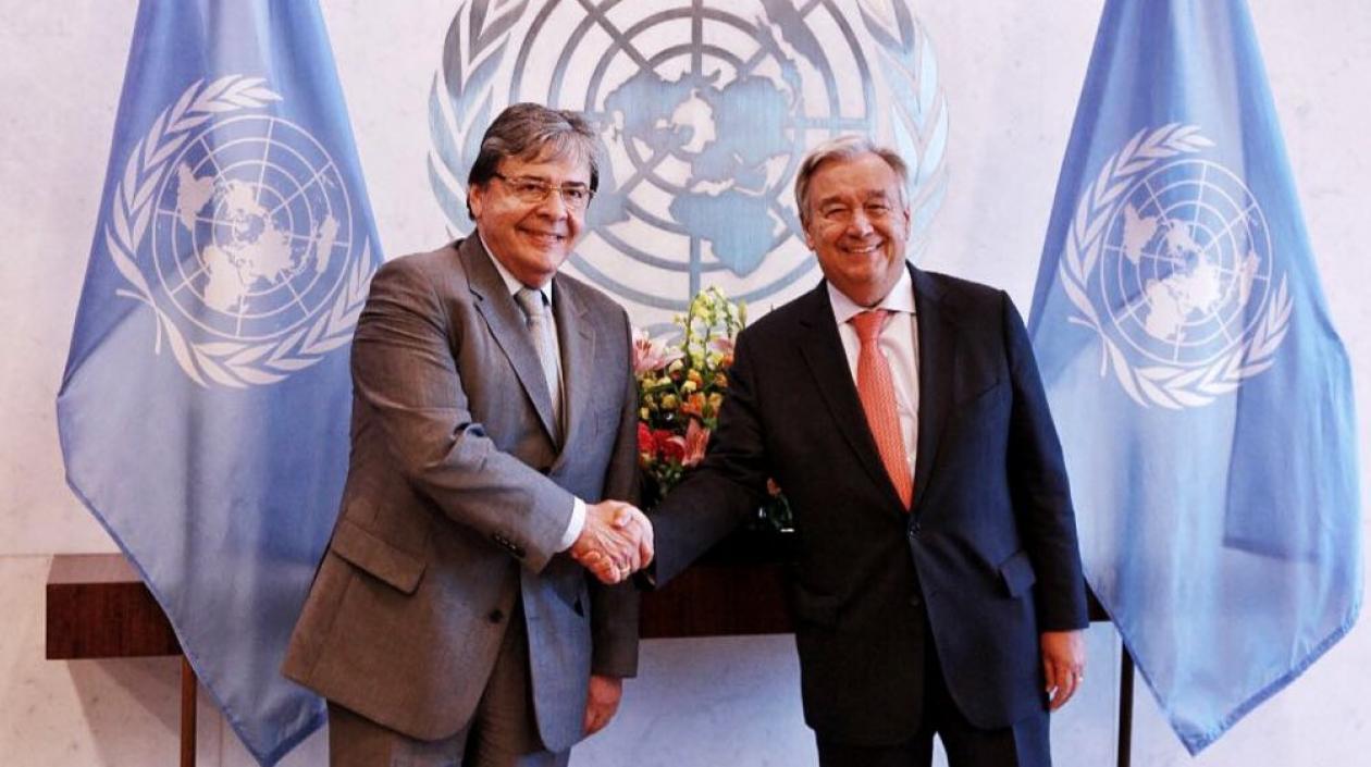 El Canciller Carlos Holmes y el secretario general de Naciones Unidas, António Guterres.