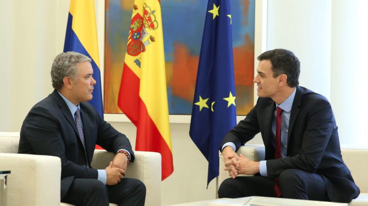 El Presidente Iván Duque y su homólogo español, Pedro Sánchez. 