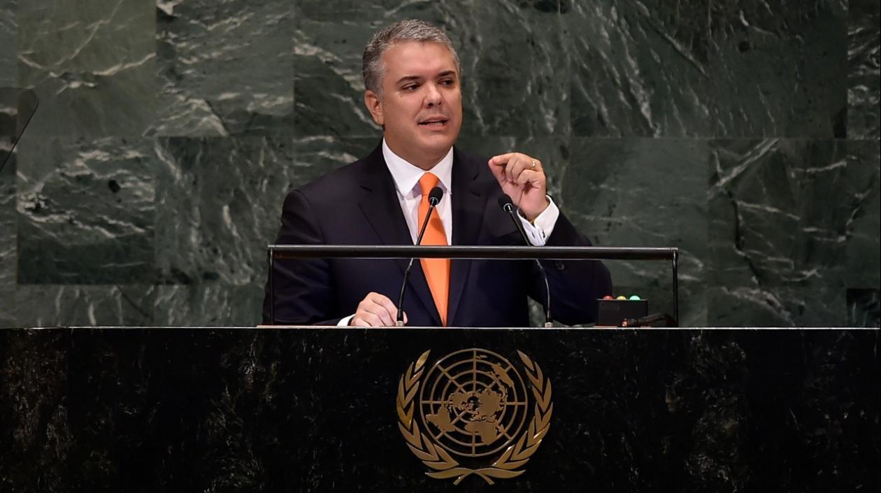ván Duque, presidente de Colombia, en su intervención en las Naciones Unidas.