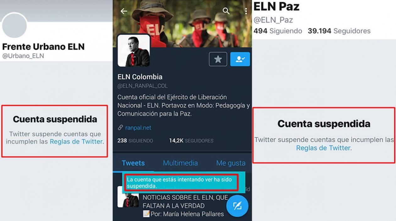 Las cuentas de Twitter de la guerrilla del Ejército de Liberación Nacional (ELN)  fueron suspendidas 
