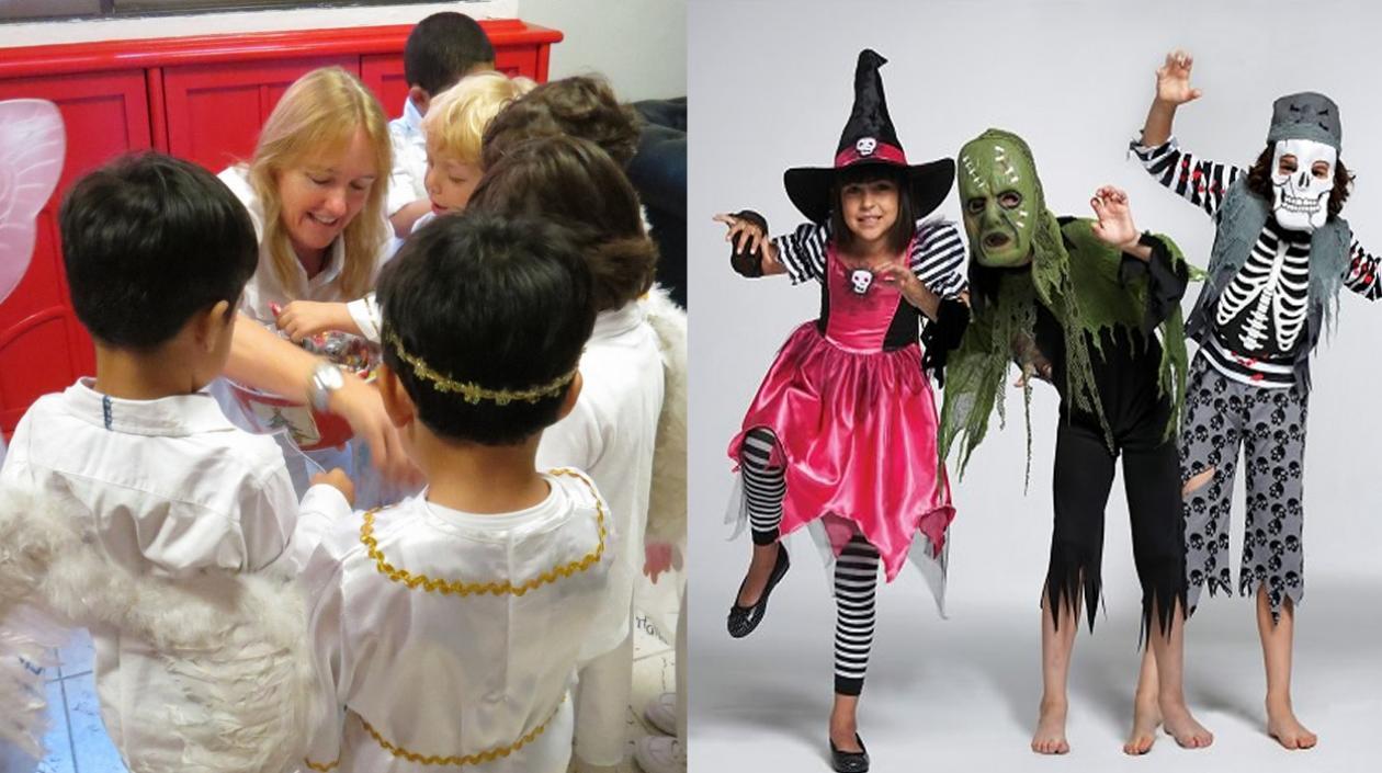 Niños disfrazados en el Día de los Angelitos y en Halloween.