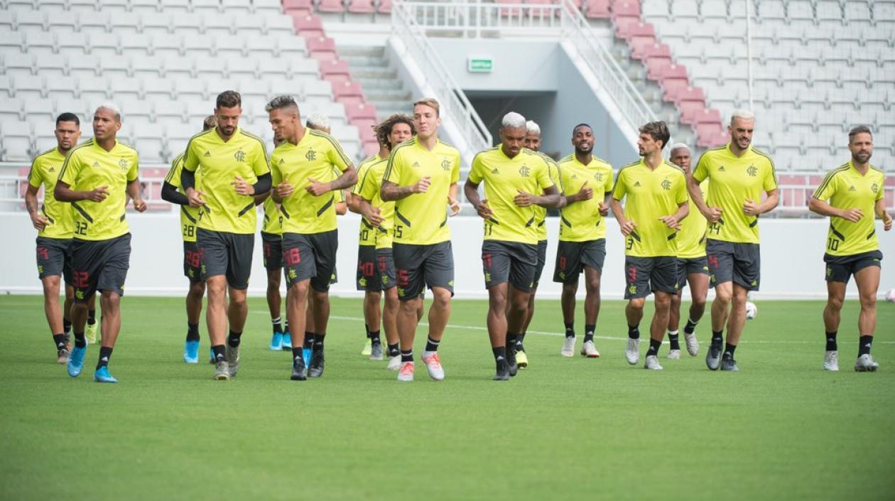 Jugadores de Flamengo, durante el entrenamiento. 