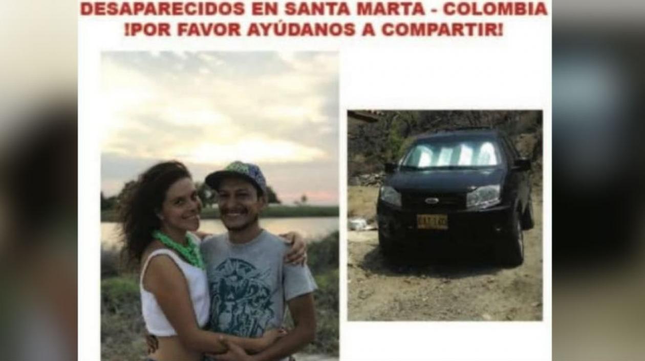 Natalia Jiménez y su esposo Rodrigo Monsalve, desaparecieron desde el viernes cuando viajaban por Palomino.