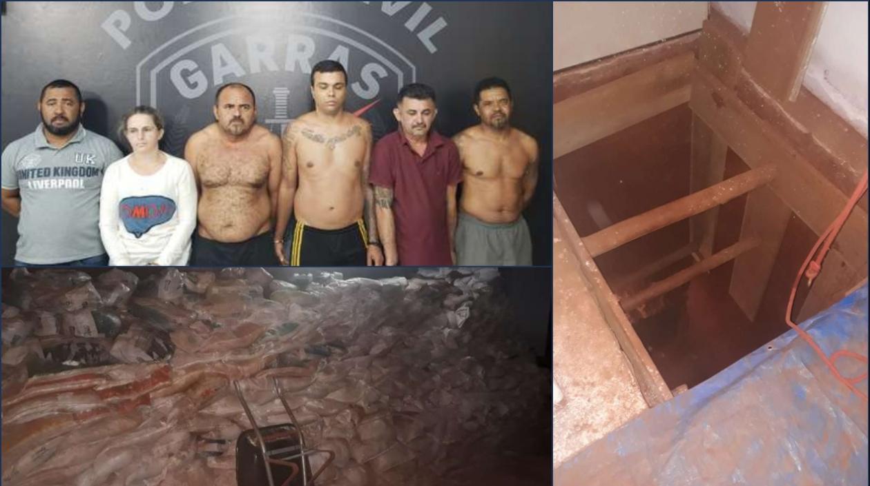 Los capturados que cavaban túnel para atracar un banco en Brasil.