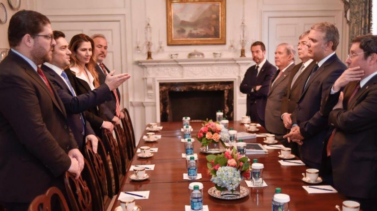El Presidente Duque en reunión con representantes de Juan Guaidó.