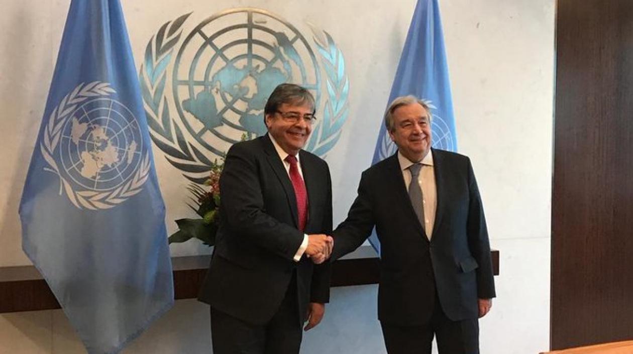 Carlos Holmes Trujillo dialogó con António Guterres, este martes.