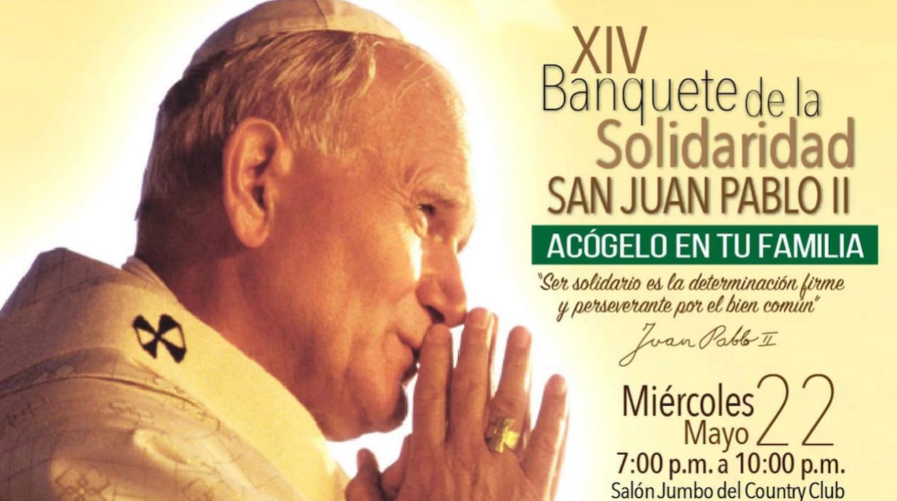 Afiche oficial del XIV Banquete de la Solidaridad San Juan Pablo II.