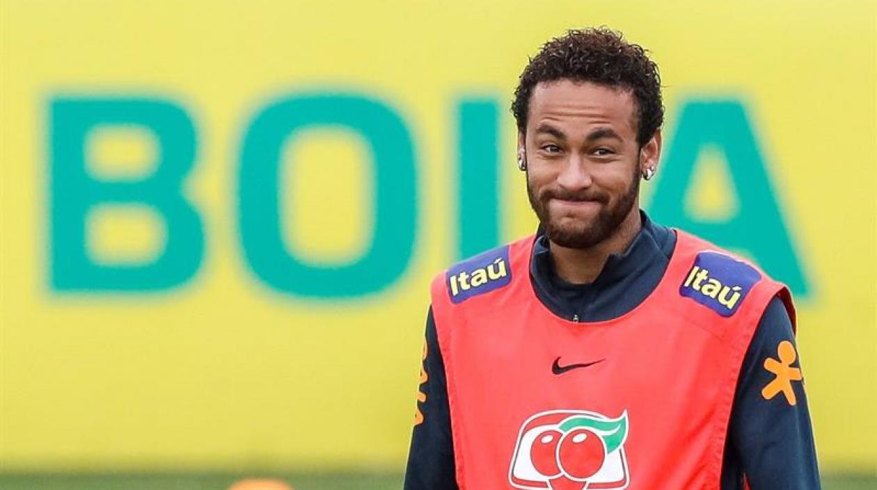 Neymar durante el entrenamiento.
