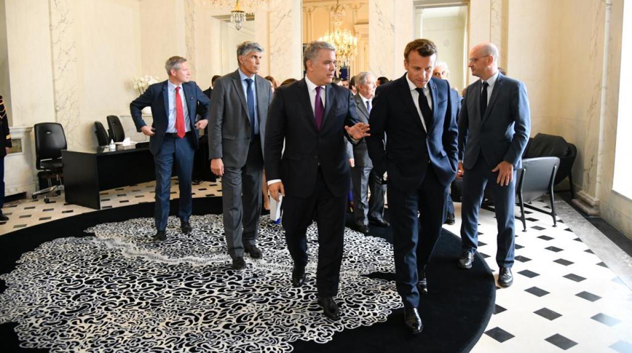 El Presidente de la República, Iván Duque y su homólogo Emmanuel Macron.