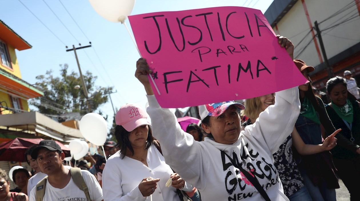 Habitantes protestan este lunes para pedir justicia tras el asesinato de la pequeña Fátima Cecilia Aldriguett, en la comunidad de Tulyehualco.