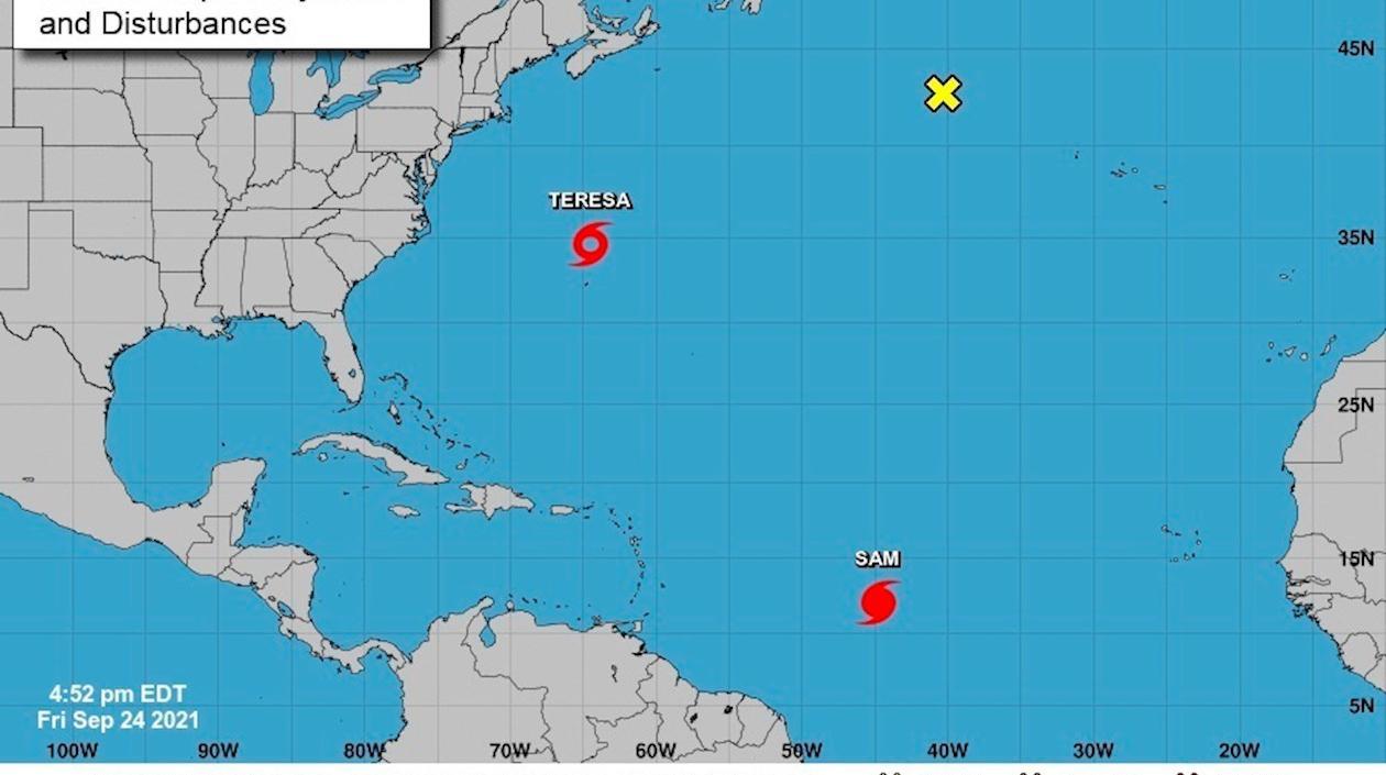 Se formó al norte de las islas Bermudas de la tormenta subtropical Teresa y el fortalecimiento del huracán Sam, ambos en el Atlántico.