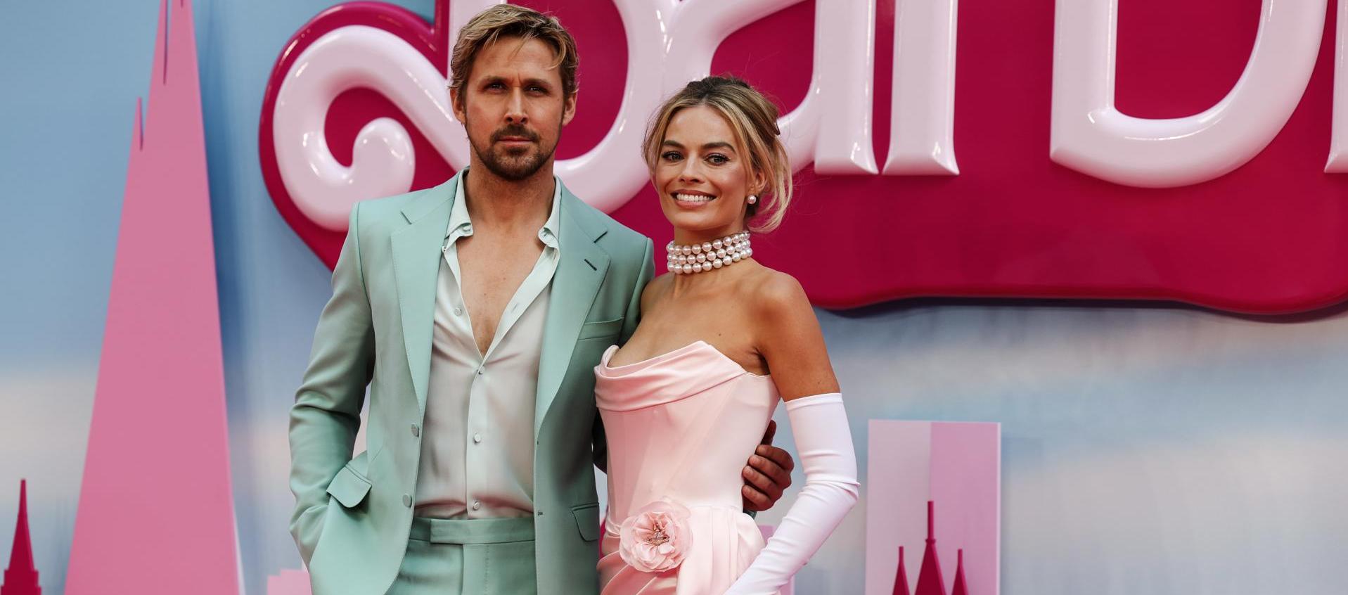 Ryan Gosling y Margot Robbie en el estreno de la Barbie en Europa.