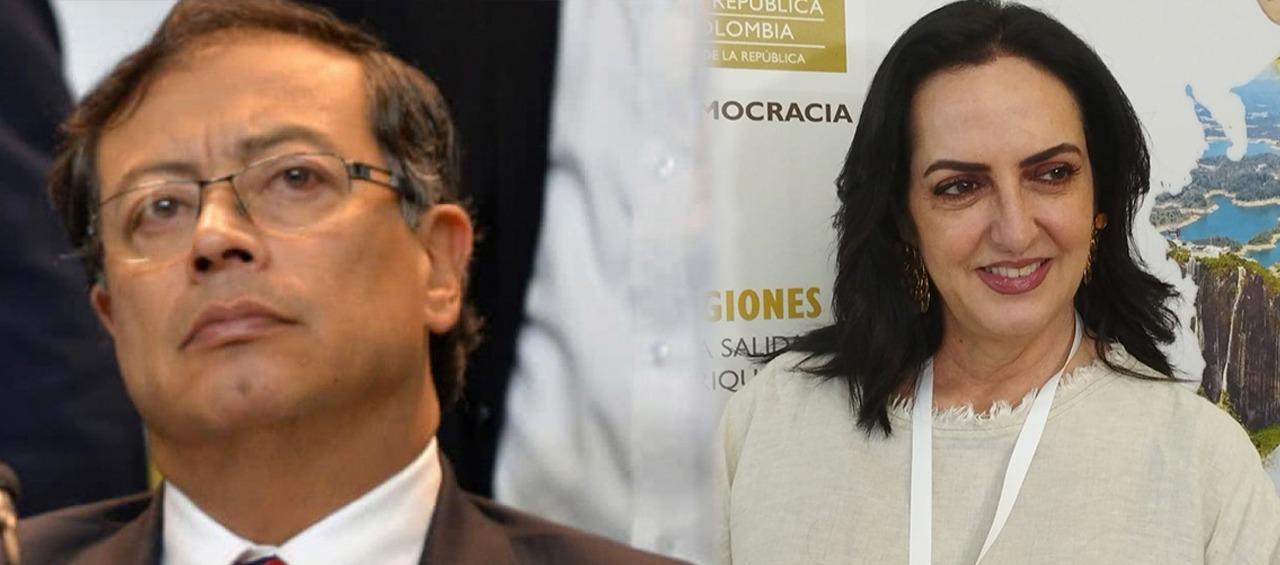 El Presidente Gustavo Petro y la senadora María Fernanda Cabal.
