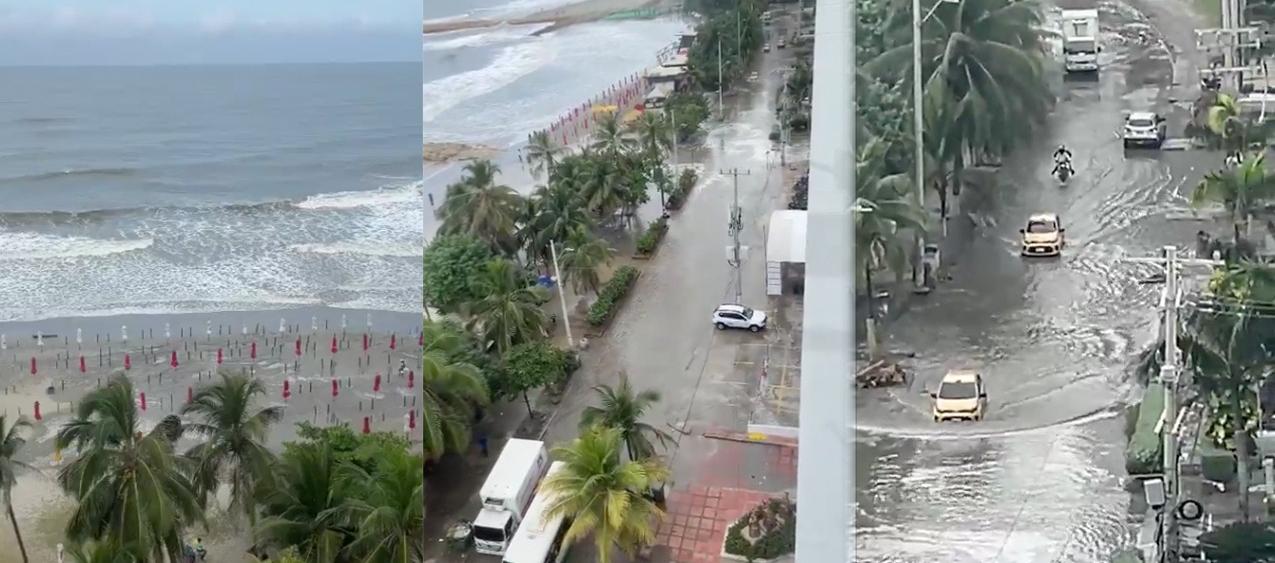Las inundaciones de este miércoles en Bocagrande y Marbella