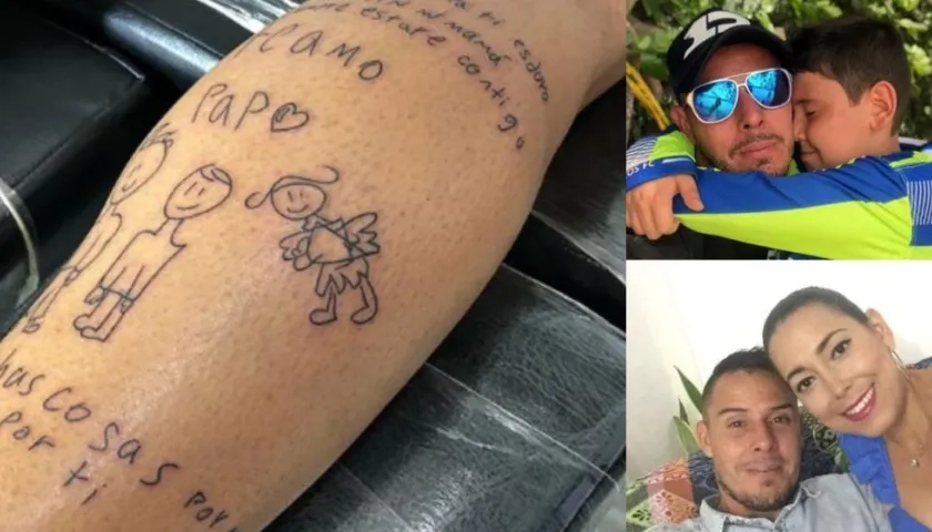 Luis Delgado se tatuó en la pierna una carta de su hija para rendirle también un homenaje a su esposa fallecida hace 4 meses.