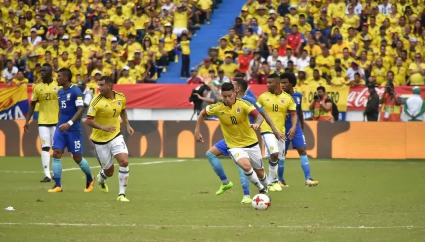 Imagen del partido entre Colombia y Brasil.