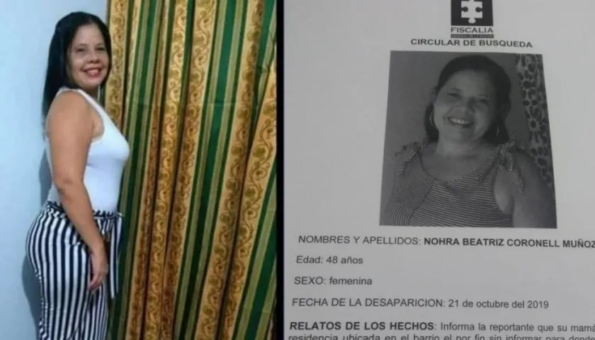 Nohra Beatriz Coronell Muñoz, ama de casa desaparecida.