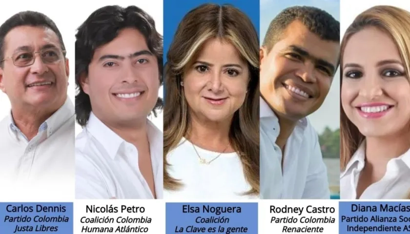 Los candidatos a la Gobernación del Atlántico, según el orden en el tarjetón.