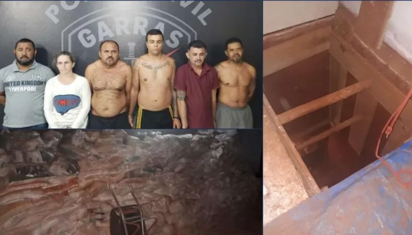 Los capturados que cavaban túnel para atracar un banco en Brasil.