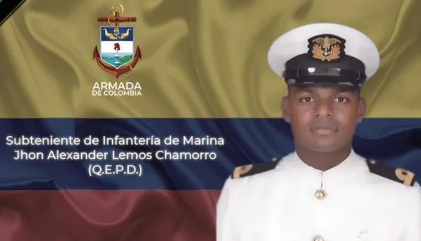 John Alexander Lemos Chamorro, subteniente de la infantería de marina muerto.