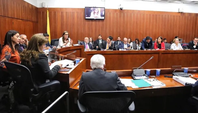 La Ministra de Minas, María Fernanda Suárez, interviniendo en el debate.