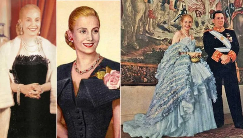 Diversos atuendos de Evita Perón.