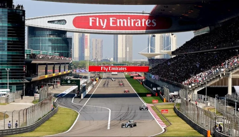 Vista general de la pista de carreras durante el Gran Premio de Fórmula Uno de China en el Circuito Internacional de Shanghai.
