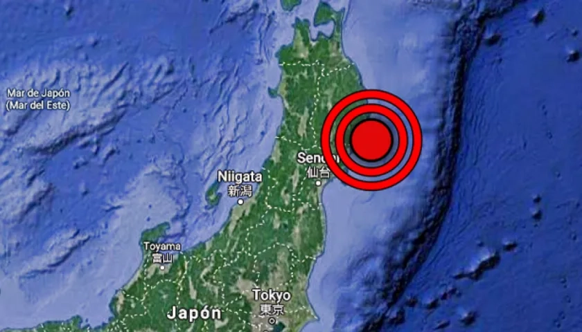 El sismo tuvo su epicentro en aguas del Pacífico frente a las prefecturas de Iwate y Miyagi.
